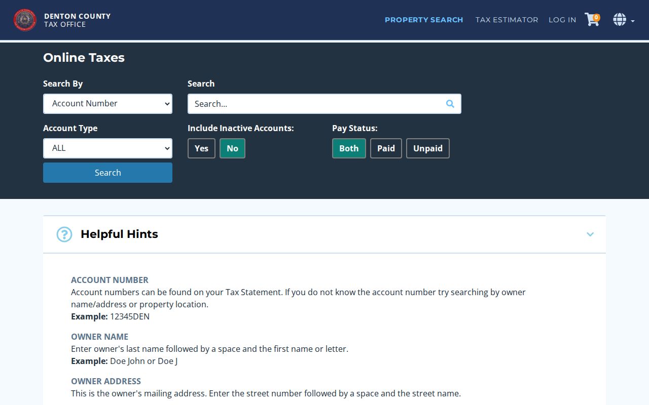 Little Elm residents directory Denton County Tax Web search controls
