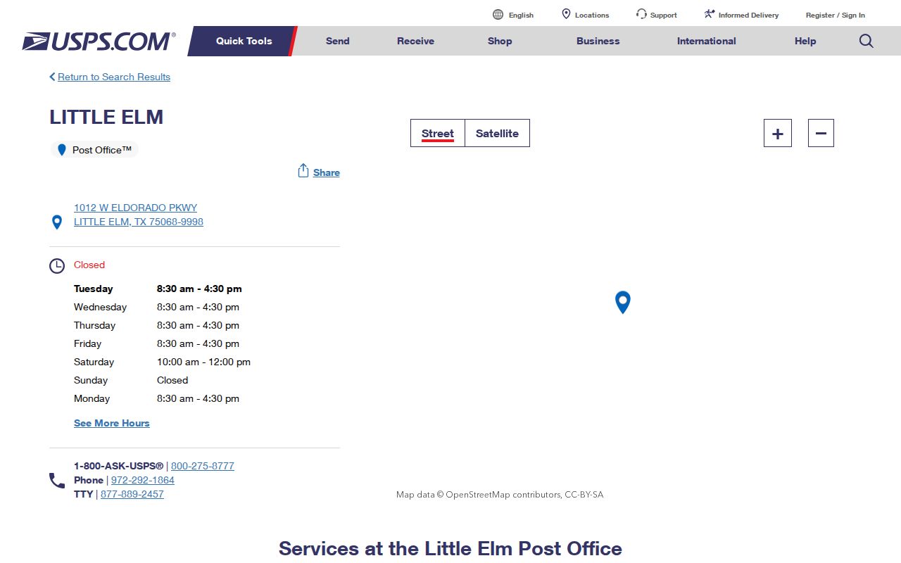 Little Elm ZIP code directory USPS facility for 75068